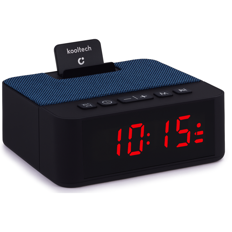 RADIO RELOJ DESPERTADOR CON SOPORTE MÓVIL Y ALTAVOZ
