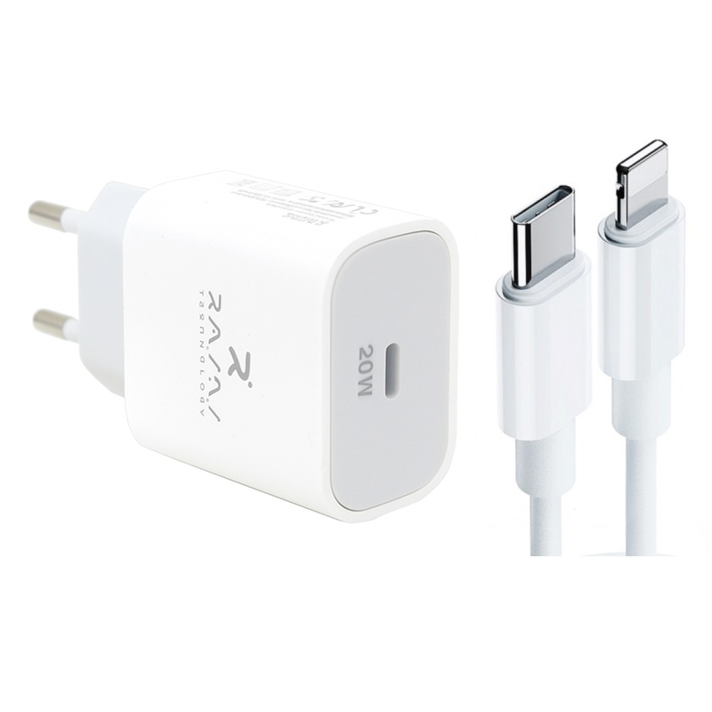 Cargador ultra rápido QC3.0-PD20W TIPO C con cable PD-iPhone