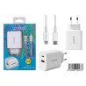 Cargador rápido 3.0 A PD22W Tipo C y puerto USB con cable Tipo Lightning