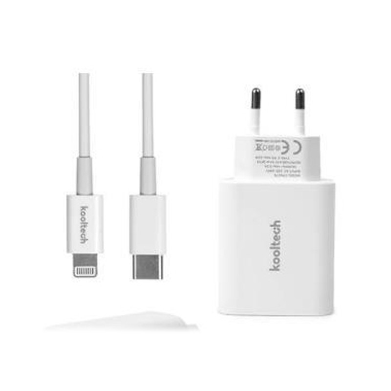 Cargador rápido 3.0 A PD22W Tipo C y puerto USB con cable Tipo Lightning